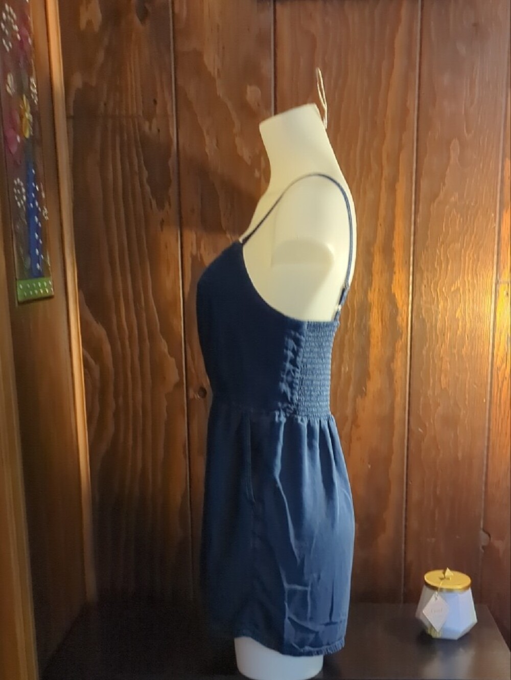 Navy Blue Sleeveless Square-Neck Romper Onesie Size Small - Picture 3 of 16